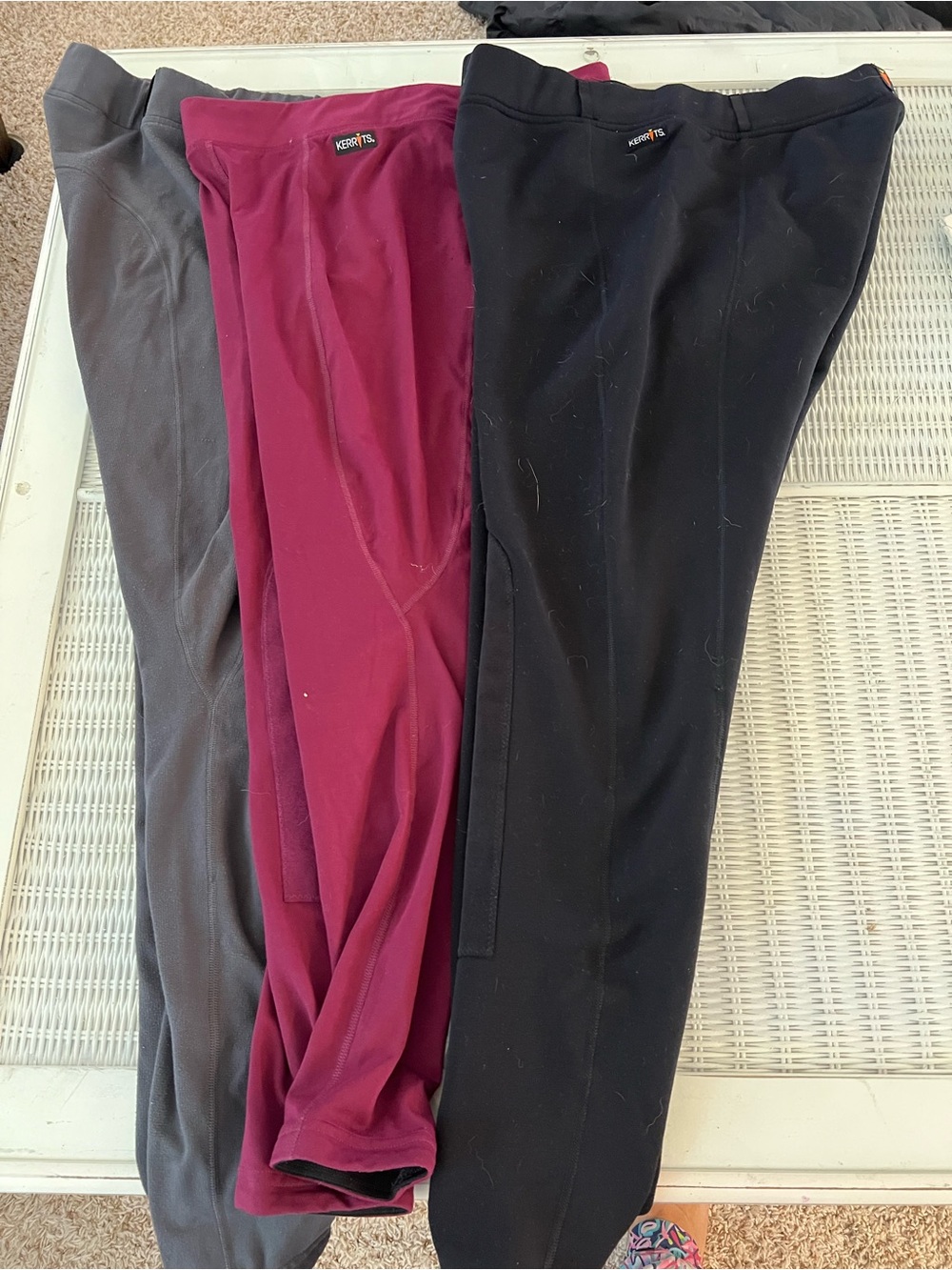 Kerrits Riding Tights Set - Black, Burgundy, Charcoal size 1XL
